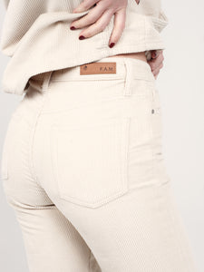 Jean mom en velours beige taille haute Polly en coton