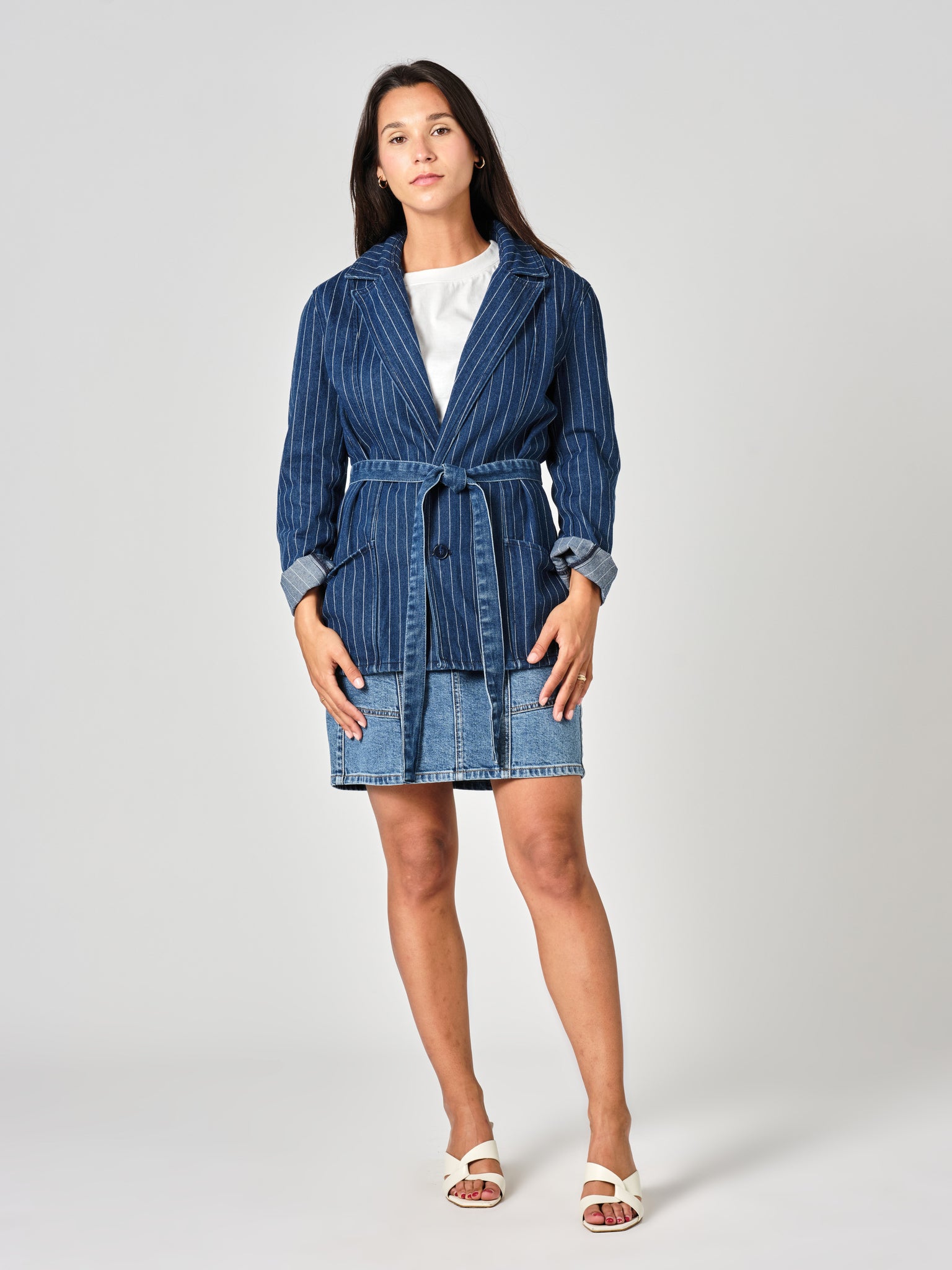 Veste en jean INES STRIPE