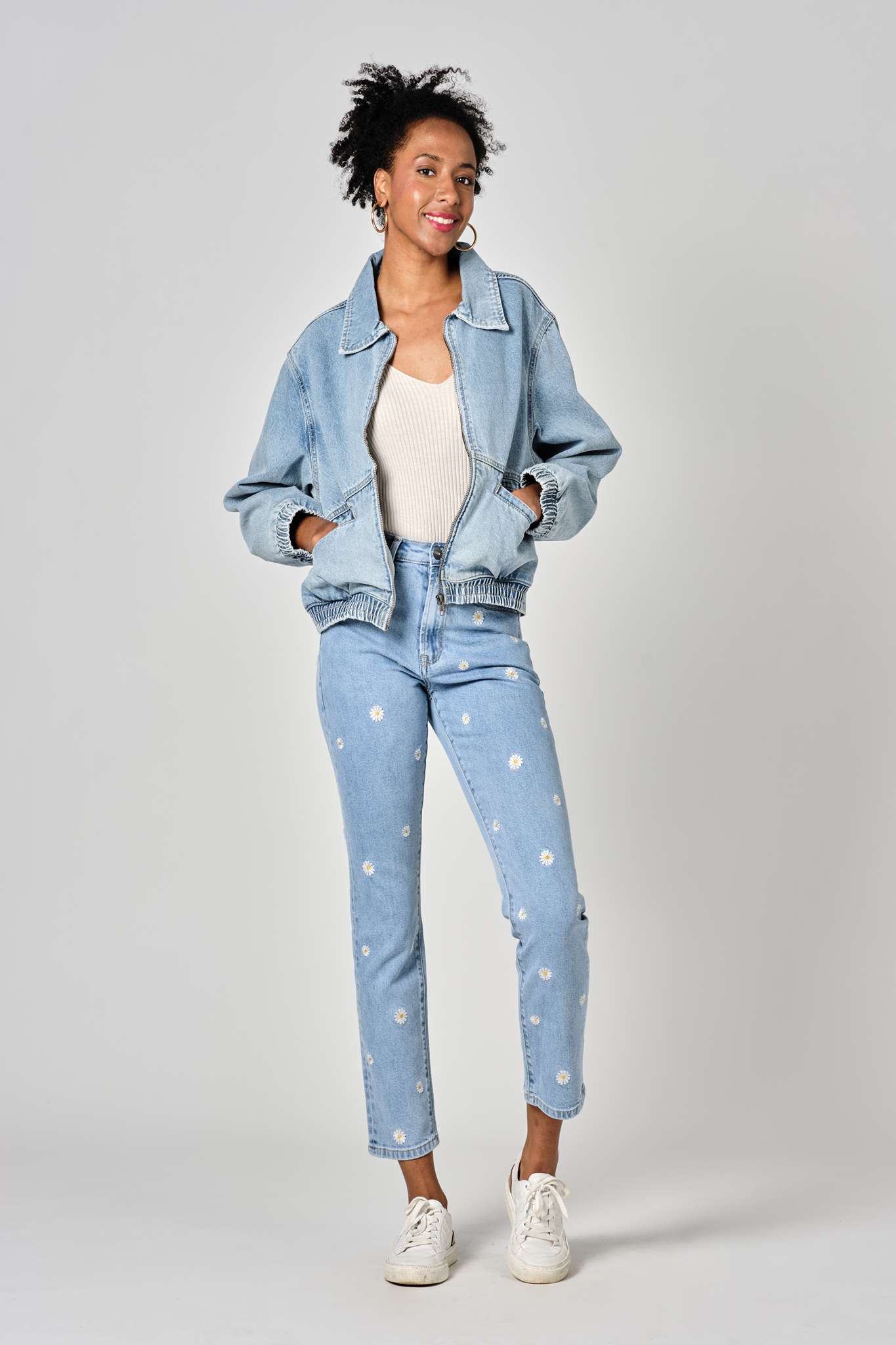 Veste en jean bleu oversize VICKY zip