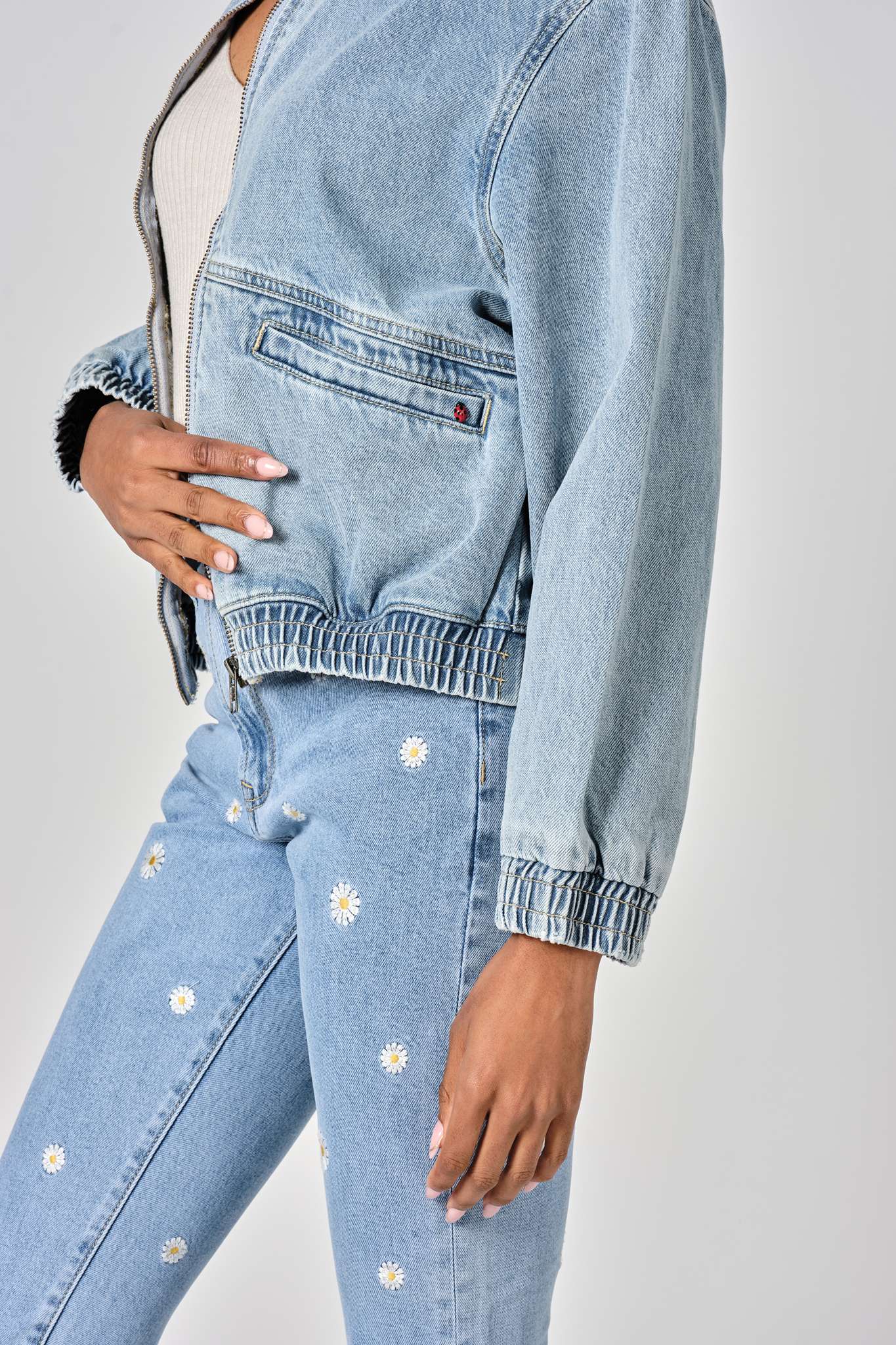 Veste en jean bleu oversize VICKY zip